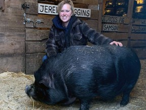 Kara Burrow, owner of Ralphy's Retreat, with Notorious P.I.G., in this file photograph from 2019. File photo/Postmedia Network