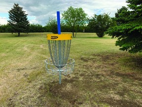 Disc golf baskets for the new Kinsmen Club of Vulcan Disc Golf Course have been installed. The nine-hole course begins in Birch Park.