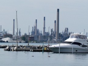 Industries in Sarnia are shown on the Canadian shore of the St. Clair River at Sarnia. File photo/Postmedia Network