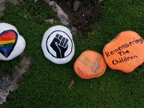 Instead of Canada Day fireworks this year, Saugeen Shores officials encouraged residents to paint rocks and leave them at the Big Flag in Southampton to acknowledge the horrors inflicted on Indigenous peoples by the residential school system.[Frances Learment]