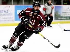 Chatham Maroons' Blake Boudreau (61) plays against the London Nationals at Chatham Memorial Arena in Chatham, Ont., on Sunday, Jan. 19, 2020. Mark Malone/Chatham Daily News/Postmedia Network