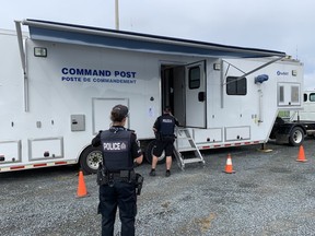 Greater Sudbury Police set up a command post at the James Jerome Sports Complex on Monday to search for missing person Jacob Adelman, who was last seen in the area around midnight on Sunday.