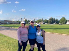 Fourteen hours later, three Espanola women finished a 50-kilometre walking challenge on the Espanola track at 7 p.m., on Saturday, July 3. Kelly Paradis, Tammy Sheppard and Jennifer Tilston.