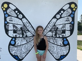 The first of three interactive butterfly murals has been completed in Point Clark. SUBMITTED