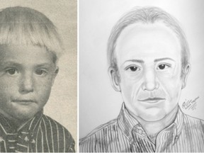 Images released by the OPP show Adrien McNaughton in 1972 and what he would look like as a grown man circa 2015.