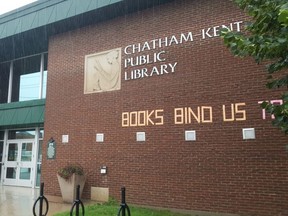The Chatham branch of the public library is shown on Friday. The library board is considering an expansion and possible relocation of the branch. (Trevor Terfloth/The Daily News)