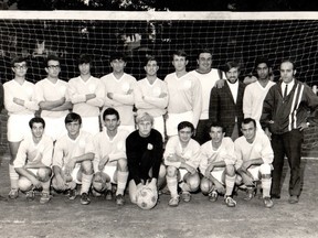 Cleanol Hawks players and staff pose for a photo during the 1969 soccer season.