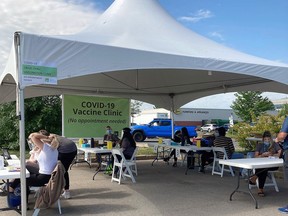 Ready to jab!  Algoma Public Health is holding a nunmber of pop-up clinics designed to make it easier for community members to receive their COVID-19 vaccines.  Photo supplied.