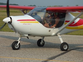 One of the students takes to the sky in the plane at Eagles Wings Flight School at Southport. (supplied photo)