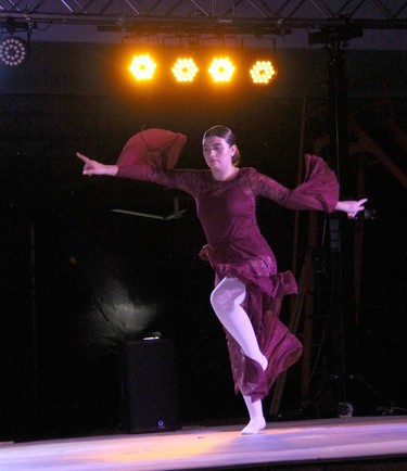 Ballet dancer Chloe Wendt dances Oblivion during Starz in Motion's Ignite the Blue Hour held at the Skylight Drive-In in Pembroke.