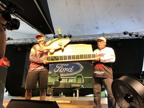 Mike Luhman and Mark Raveling were visibly emotional after winning their second Fort Frances Canadian Bass Championship in 2019, the last time the event was held.