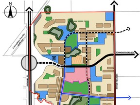 The Area Structure Plan for Bremner's first neighbourhood. Between community #1 (shown here) and #4, the plans, which were approved by Strathcona County council in a 6-2 vote on Tuesday, July 20, are expected to support 36,000 future residents. Graphic Supplied