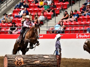 Sophia Lowie became the youngest Canadian to compete at the Calgary Stampede's Cowboy Up challenge in 2021.
(Supplied by Elaine Lowie)