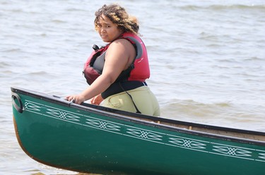 Olivia Oliver participates in Algoma District School Board's Indigenous summer transition camp at Ojibway Park in Garden River First Nation, Ont., on Friday, July 23, 2021. (BRIAN KELLY/THE SAULT STAR/POSTMEDIA NETWORK)
