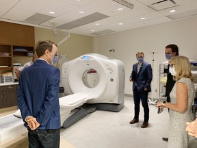 Along with both local MLAs and members of the hospital foundation board, Health Minister Tyler Shandro toured the Strathcona Community Hospital on Tuesday, July 20. Photo Supplied