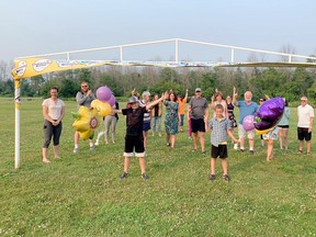 Council and staff celebrate with the North Grenville fitness committee after their municipality was crowned Canada's most active community. Submitted photo