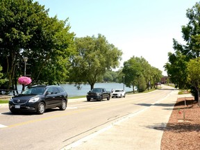Stratford council has approved closures of Lakeside Drive between Morenz Drive and Front Street, as well as one-way closures of the road from Waterloo Street North to Morenz Drive, on weekends starting July 30 and ending Sept. 7 to promote active transportation and social distancing. (Galen Simmons/The Beacon Herald)