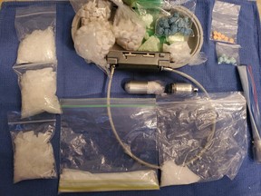 Ontario Provincial Police seized approximately $46,300 worth of drugs following a search of a Sturgeon Falls residence, Monday. Two people face multiple criminal charges. Ontario Provincial Police Photo