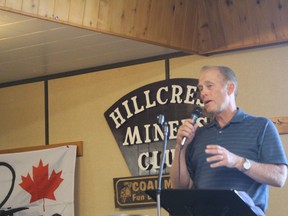 Former Canadian Alliance Party MP Eric Lowther spoke to around 400 coal mining supporters.