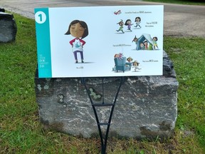 One of 17 panels on display as part of the Story Walk Project at Lion's Park in Sundridge. The book is 'The Thing Lou Couldn't Do.' Melinda Kent Photo