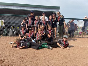 The U-10 Sherwood Park Storm softball team won gold in the recent league playoffs. Photo Supplied