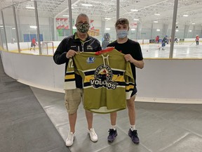 Voodoos GM Chris Dawson, left, and Chase MacQueen-Spence at the Chesswood Arena in Toronto. Submitted Photo