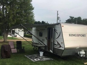 A photo of this stolen camper trailer posted on social media helped Chatham-Kent police track it down and return it so a family could still enjoy camping over the long weekend.