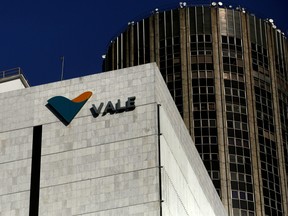 FILE PHOTO: A view shows the company logo of Brazilian mining company Vale SA at its headquarters in downtown Rio de Janeiro August 20, 2014. REUTERS/Pilar Olivares/File Photo