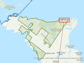 This image from Parks Canada shows the location of the land added to Bruce Peninsula National Park.