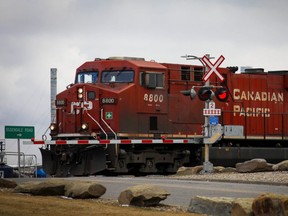 CP train on the tracks near the Canadian Pacific Railway facility in Millican Ogden in Southeast Calgary on Thursday April 22, 2021.