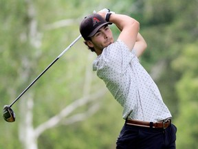 Aidan Webster of Willow Ridge tees off on the second hole during a Jamieson Junior Golf Tour event at Willow Ridge Golf & Country Club in Blenheim, Ont., on Monday, July 12, 2021. (Mark Malone/Chatham Daily News/Postmedia Network)
