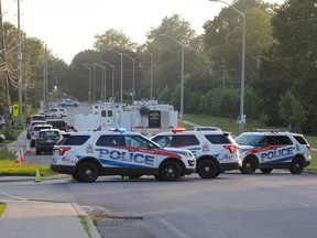 Kingston Police contain a residence at 1022 Johnson St. where at least one person has barricaded themselves. Police said a firearm was involved.