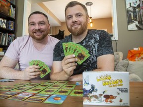 Kyle Stewart (left) and Andy Taylor have created a new card game called Little Nutters. Derek Ruttan/The London Free Press