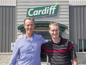Cardiff Products Corporation president and CEO Stew Cardiff (left) and vice-president and general manager Jon McPhail are happy that the company is growing. (Derek Ruttan/The London Free Press)