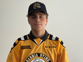 Forward Ben Lalkin was the Sarnia Sting's second-round pick in the 2021 Ontario Hockey League priority selection. (Sarnia Sting Photo)