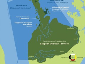 The traditional territory of the Saugeen Ojibway Nation.