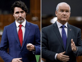 Prime Minister Justin Trudeau, left, and Conservative Party Leader Erin O'Toole.