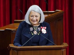 Governor General Mary Simon gives her address after she took the oath to become the 30th Governor General of Canada in Ottawa on July 26, 2021.