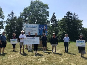 Pictured at QHC PECMH on June 24 from left: Rick Jones, Rotarian; Nancy Parks, Back the Build campaign co-chair; John Clarke, president of the Rotary Club of Picton; Bob Bird, Rotarian; Shannon Coull, executive director of the PECMH Foundation and Rotarian; Grant Reynolds, Rotarian; Donald Wakefield, Rotarian; Frank Wright, Rotarian and Libby Crombie, Back the Build campaign cabinet member and Rotarian. BRIAR BOYCE