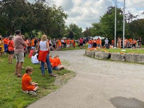 About 300 people took part in the Every Child Matters Solidarity Walk on Thursday July 1, 2021 that wound up in Wellington Park in Simcoe, Ontario. SUBMITTED PHOTO