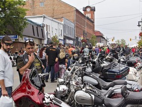 Main Street is jammed with motorcycles, bikers and onlookers during the Friday the 13th rally in Port Dover on September 13, 2019.