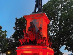 The city has installed orange light displays at Victoria Park (above), the Children's Memorial Garden in St. Andrew's Park on Brant Ave., Harmony Square and the Sanderson Centre that will be visible every evening beginning at dusk during the summer.