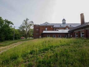 A view of the back of the former Mohawk Institute residential school in Brantford.