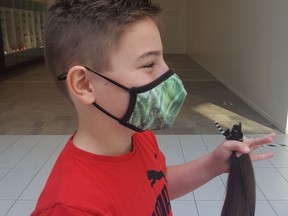 Bo McAnerin donated his hair for real-life wigs for kids while raising money for Make-A-Wish Foundation. It was the second time that the Brockvile youngster let his hair grow in support of those causes.
Submitted photo