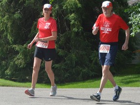 Anne and Merv Hodgson take part in the 2021 Canada Day Run/Walk on July 1. The Brockville Road Runners Club is hoping that the Thousand Islands Parkway races can be in-person events in September or October.
File photo/The Recorder and Times