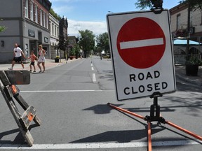 The closed off portion of Pitt Street, as seen on Sunday July 4, 2021 in Cornwall, Ont. Francis Racine/Cornwall Standard-Freeholder/Postmedia Network