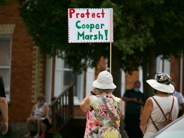 Around 40 people attended a protest in South Glengarry over the proposed new campground site near Cooper Marsh on Monday, July 19, 2021 in Lancaster, Ont. Jordan Haworth/Cornwall Standard-Freeholder/Postmedia Network