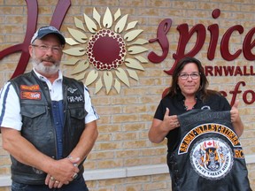 Seaway Valley Riders RC road captain Mike Dagenais, and Kat Alderson, co-committee heads of the upcoming fundraising event. Photo on Tuesday, July 27, 2021,  in Cornwall, Ont. Todd Hambleton/Cornwall Standard-Freeholder/Postmedia Network