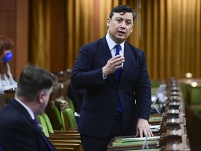 Conservative member of Parliament Michael D. Chong rises during question period in the House of Commons on Parliament Hill in Ottawa on Friday, March 26, 2021.