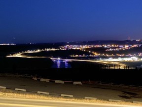 Cochranites can look for the Jack Tennant Memorial Bridge to be illuminated in colour at night to recognize some special occasions. Patrick Gibson/Cochrane Times